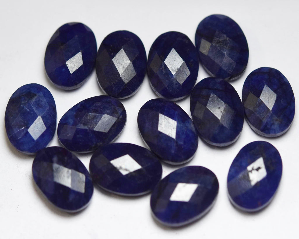 Natural Blue Sapphire,Faceted Oval Shape Briolettes, Size 14x10mm 3 Match Pair - Jalvi & Co.