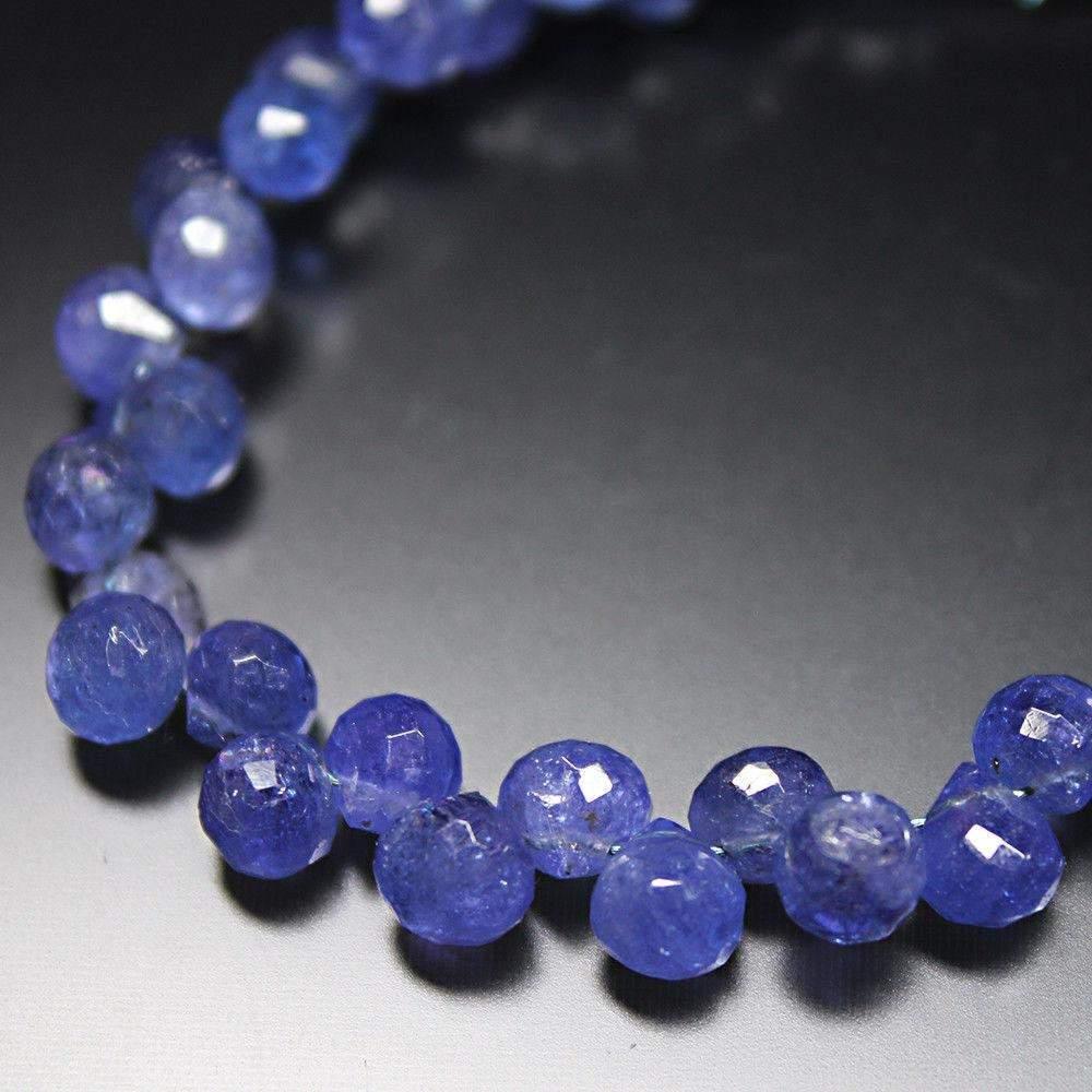 Natural Blue Tanzanite Faceted Onion Beads 4.5mm 5mm 4inches - Jalvi & Co.