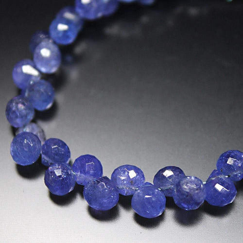 Natural Blue Tanzanite Faceted Onion Beads 4.5mm 5mm 4inches - Jalvi & Co.