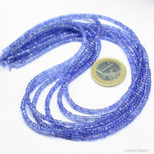 Load image into Gallery viewer, Natural Blue Tanzanite Faceted Rondelle Beads 3mm 4mm 9inches - Jalvi &amp; Co.