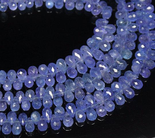 Natural Blue Tanzanite Faceted Teardrop Beads 6.5mm 8.5mm 8inches - Jalvi & Co.