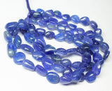 Natural Blue Tanzanite Smooth Tumble Beads 10.5mm 14mm 17inches