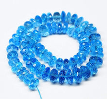 Load image into Gallery viewer, Natural Blue Topaz Faceted Rondelle Beads 6.5mm 7mm 10pc - Jalvi &amp; Co.
