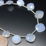 Natural Blue Turk Chalcedony Cushion Gemstone Loose Beads Strand 8