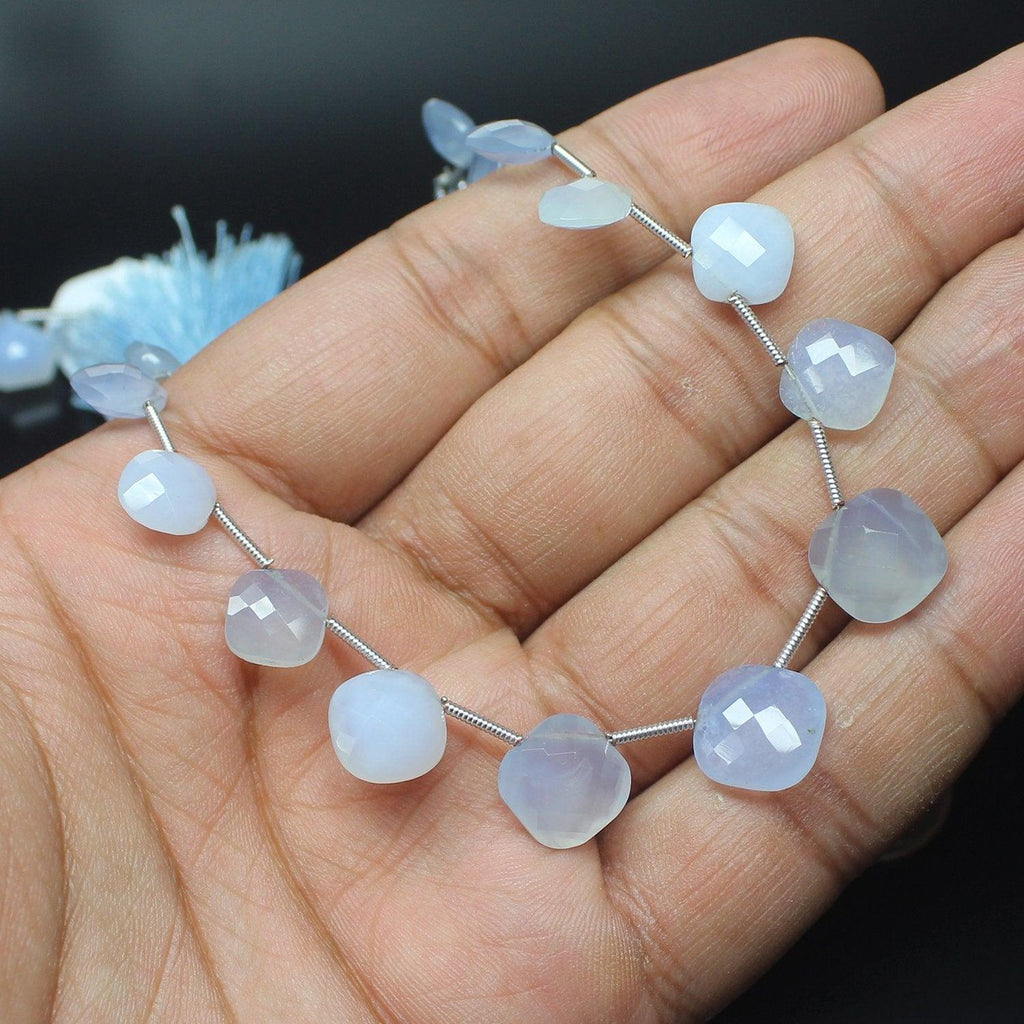 Natural Blue Turk Chalcedony Cushion Gemstone Loose Beads Strand 8" 7mm 11mm - Jalvi & Co.