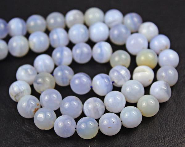 Natural Blue Turk Chalcedony Smooth Round Loose Gemstone Beads Strand 16" 9mm - Jalvi & Co.