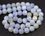Natural Blue Turk Chalcedony Smooth Round Loose Gemstone Beads Strand 16