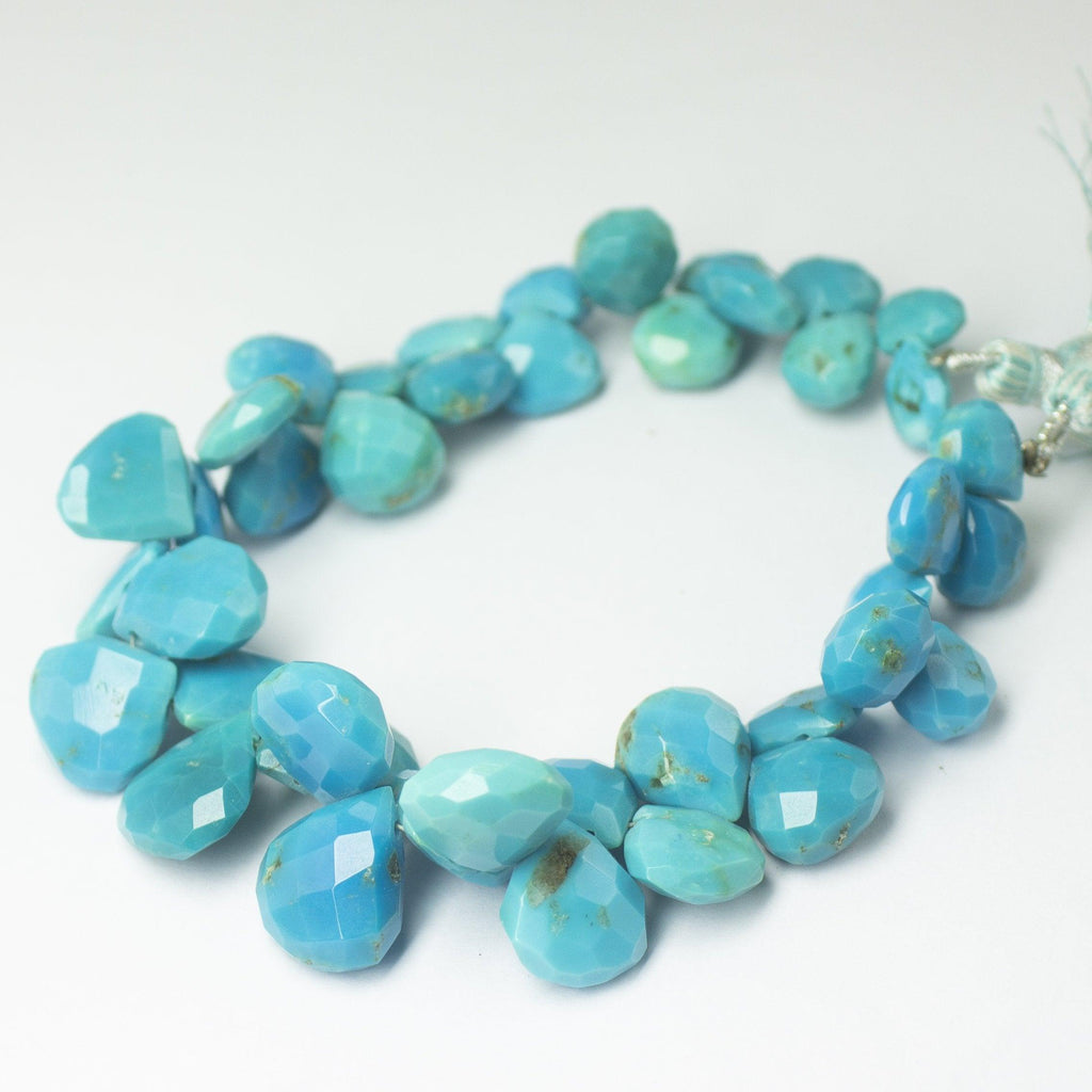 Natural Blue Turquoise Faceted Heart Drop Beads 9mm 14mm 8inches - Jalvi & Co.