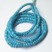 Load image into Gallery viewer, Natural Blue Turquoise Faceted Rondelle Beads 3mm 4.5mm 16inches - Jalvi &amp; Co.