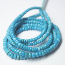 Load image into Gallery viewer, Natural Blue Turquoise Faceted Rondelle Beads 3mm 4.5mm 16inches - Jalvi &amp; Co.