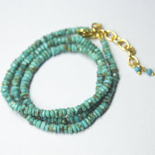 Load image into Gallery viewer, Natural Blue Turquoise Faceted Rondelle Beads Necklace 3.5mm 4mm 17inches - Jalvi &amp; Co.