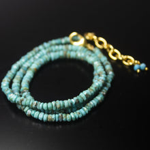 Load image into Gallery viewer, Natural Blue Turquoise Faceted Rondelle Beads Necklace 3.5mm 4mm 17inches - Jalvi &amp; Co.