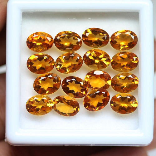 Natural Brandy Citrine Faceted Loose Oval Gemstones Wholesale 8x6mm 16pc 17.57Ct - Jalvi & Co.