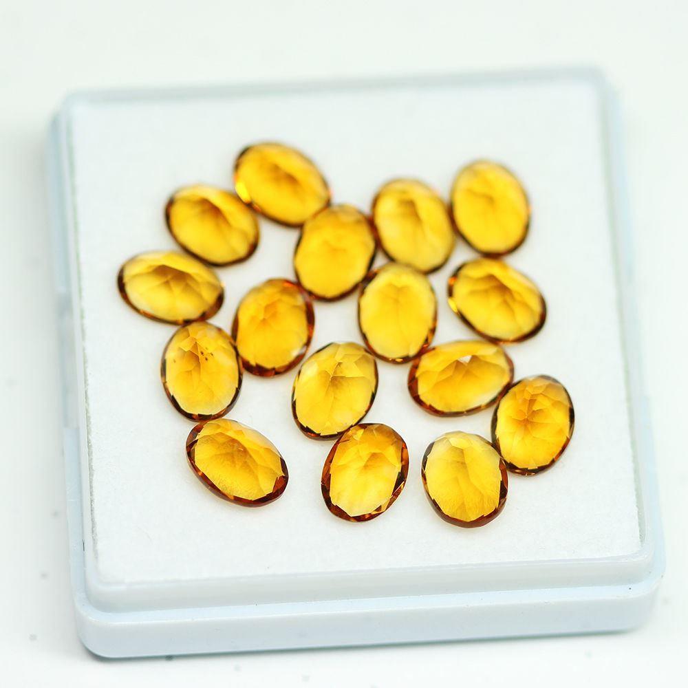 Natural Brandy Citrine Faceted Loose Oval Gemstones Wholesale 8x6mm 16pc 17.57Ct - Jalvi & Co.