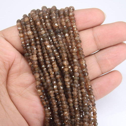 Natural Brown Andalusite Faceted Rondelle Beads 3mm 6inches - Jalvi & Co.