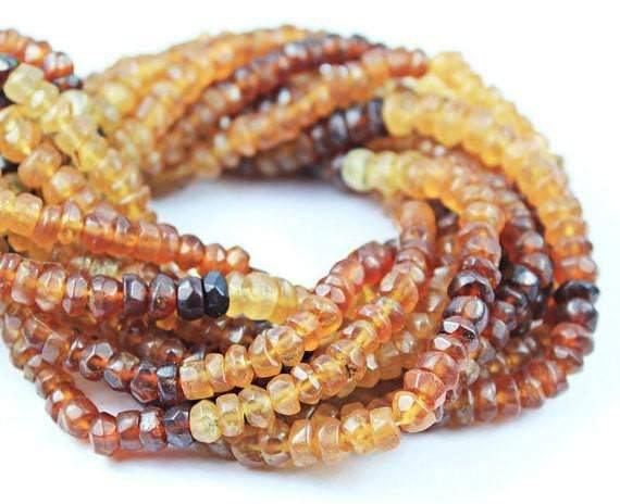 Natural Brown Hessonite Garnet Faceted Rondelle Beads 5mm 14inches - Jalvi & Co.