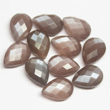 Natural Brown Moonstone Checker Cut Pear Drop Loose Gemstone Beads 8pc 10x7mm