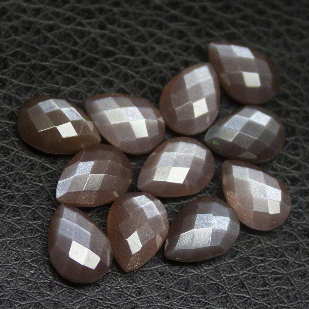 Natural Brown Moonstone Checker Cut Pear Drop Loose Gemstone Beads 8pc 10x7mm - Jalvi & Co.