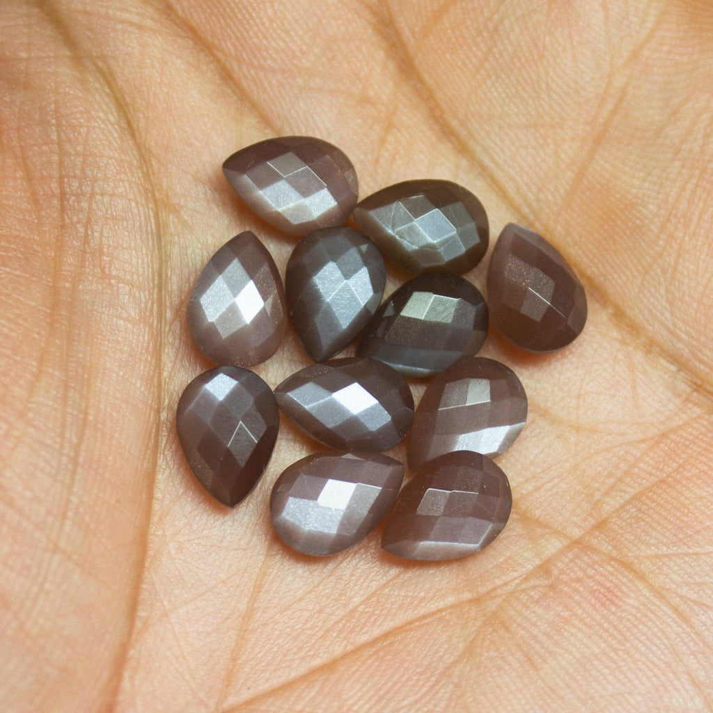 Natural Brown Moonstone Checker Cut Pear Drop Loose Gemstone Beads 8pc 10x7mm - Jalvi & Co.