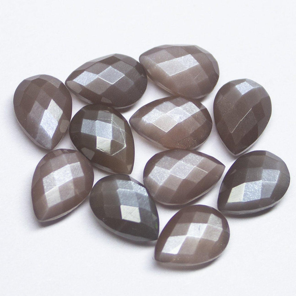 Natural Brown Moonstone Checker Cut Pear Drop Loose Gemstone Beads 8pc 10x7mm - Jalvi & Co.