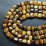 Natural Brown Tiger Eye Faceted Box Square Beads 6mm 6.5mm 8inches