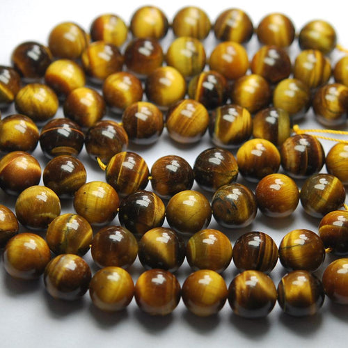 Natural Brown Tiger Eye Smooth Round Beads 12.5mm 8inches - Jalvi & Co.