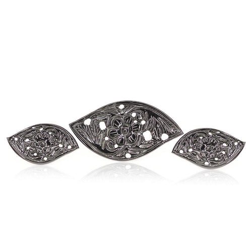 Natural Carved Black Onyx 3 piece for Necklace and Earrings - Jalvi & Co.