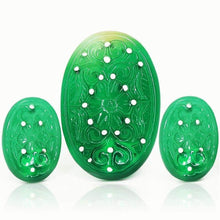 Load image into Gallery viewer, Natural Carved Green Onyx 3 piece for Necklace and Earrings - Jalvi &amp; Co.