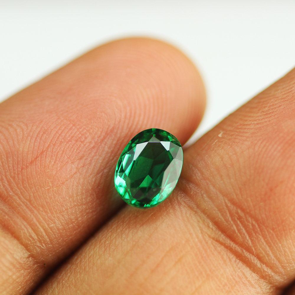 Natural Certified VVS Eye Clean Zambia Dark Green Emerald Loose Oval Gemstone 1.43ct - Jalvi & Co.