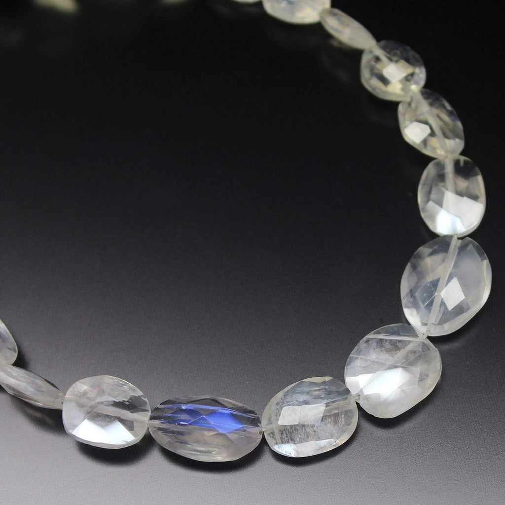 Natural Ceylon Blue Moonstone Faceted Oval Gemstone Beads Strand 8" 8mm 12mm - Jalvi & Co.