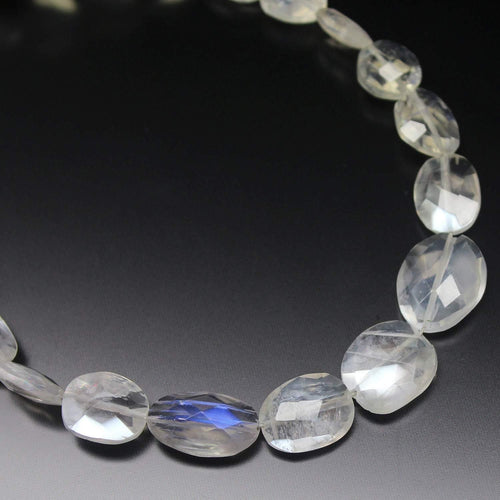 Natural Ceylon Blue Moonstone Faceted Oval Gemstone Beads Strand 8