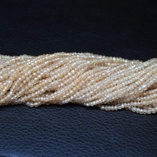 Natural Champagne Zircon Faceted Rondelle Loose Gemstone Beads Strand 14" 3mm - Jalvi & Co.