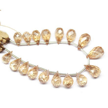 Load image into Gallery viewer, Natural Champagne Zircon Faceted Teardrop Beads 6.5mm 9.5mm 8inches - Jalvi &amp; Co.