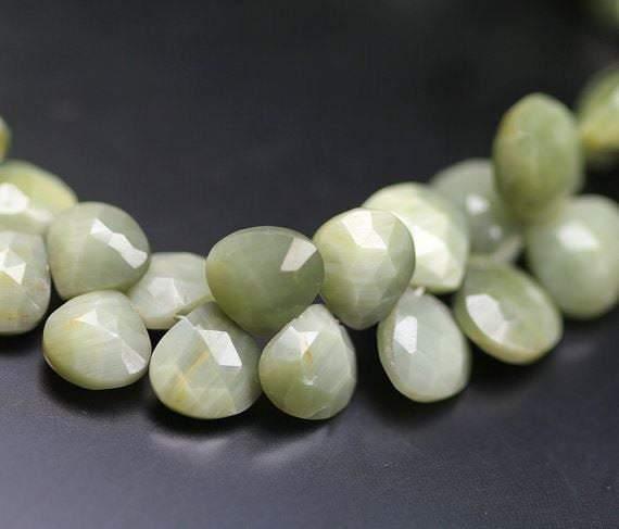 Natural Chrysoberyl Cats Eye Faceted Drop Heart Loose Gemstone Beads 8" 5mm 8mm - Jalvi & Co.