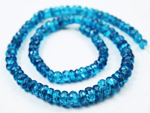 Natural Coated Blue Apatite Large Faceted Rondelle Loose Beads 6.5mm 5mm 13