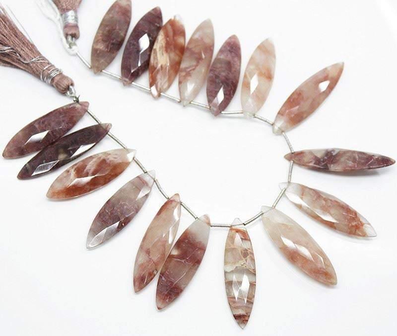 Natural Copper Quartz Faceted Marquise Beads 36.5mm 40mm 8inches - Jalvi & Co.