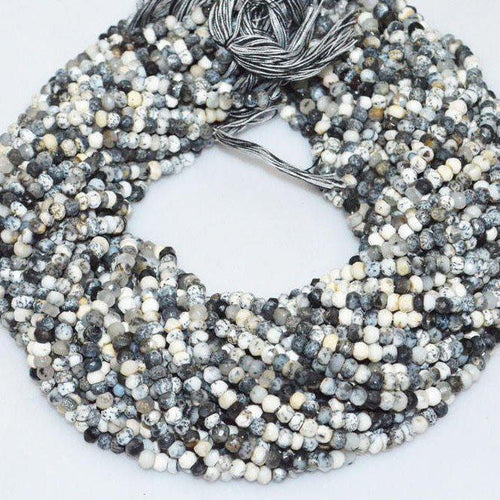 Natural Dendrite Agate Faceted Rondelle Gemstone Loose Spacer Beads 4mm 13
