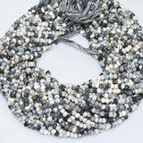 Natural Dendrite Agate Faceted Rondelle Gemstone Loose Spacer Beads 4mm 13
