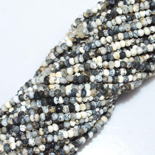 Natural Dendrite Agate Faceted Rondelle Gemstone Loose Spacer Beads 4mm 13