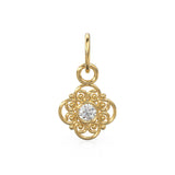 Natural Diamond Antique Charm / 18k Solid Gold Charm / Round Cut Diamond Charm / Handmade Real Diamond Charm / Solid Gold Dainty Charm