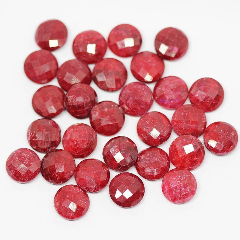 Natural Dyed Blood Red Ruby Faceted Coin Matching Pair Loose Gemstone Beads 4pc 8mm - Jalvi & Co.