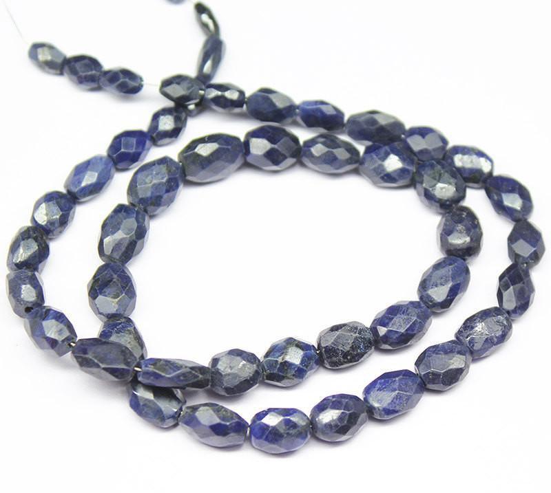 Natural Dyed Blue Sapphire Faceted Oval Loose Beads Strand 14" 6mm 10mm - Jalvi & Co.