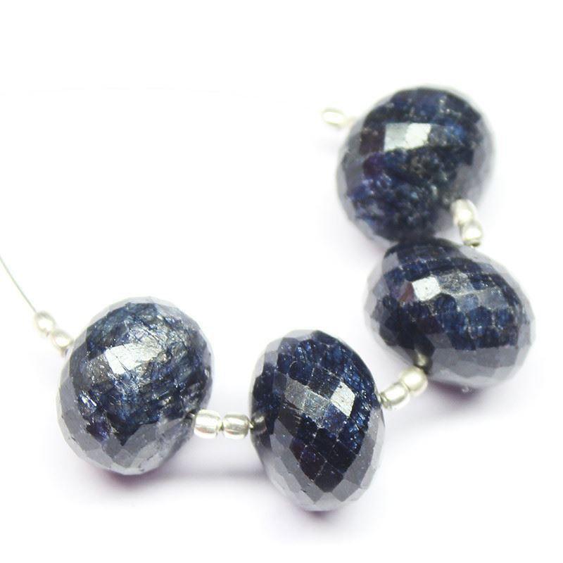 Natural Dyed Blue Sapphire Faceted Rondelle Beads 18mm 4pc - Jalvi & Co.