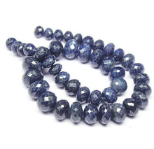 Load image into Gallery viewer, Natural Dyed Blue Sapphire Faceted Rondelle Loose Gemstone Beads Strand 8&quot; 8mm 14mm - Jalvi &amp; Co.