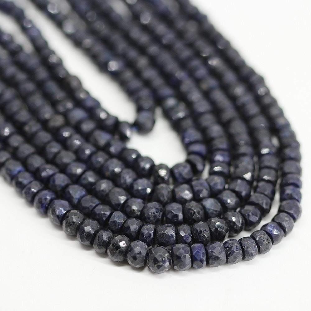 Natural Dyed Blue Sapphire Faceted Rondelle Spacer Loose Gemstone Beads16" 3mm 5mm - Jalvi & Co.