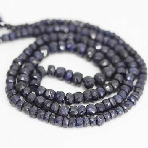 Natural Dyed Blue Sapphire Faceted Rondelle Spacer Loose Gemstone Beads16