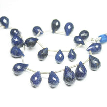 Load image into Gallery viewer, Natural Dyed Blue Sapphire Faceted Tear Drop Briolette Gemstone Beads 10&quot; 8mm 12mm - Jalvi &amp; Co.