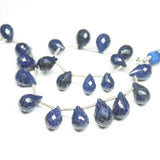 Natural Dyed Blue Sapphire Faceted Tear Drop Briolette Gemstone Beads 10