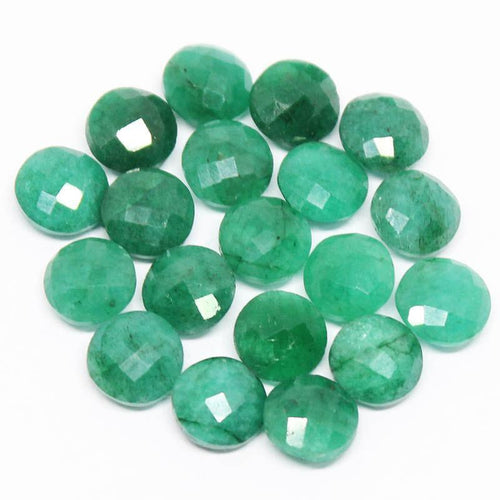 Natural Dyed Emerald Faceted Coin Beads 8mm 6pc - Jalvi & Co.