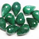 Natural Dyed  Genuine Green Emerald Faceted Tear Drop Loose Briolette Beads 18mm 5pc